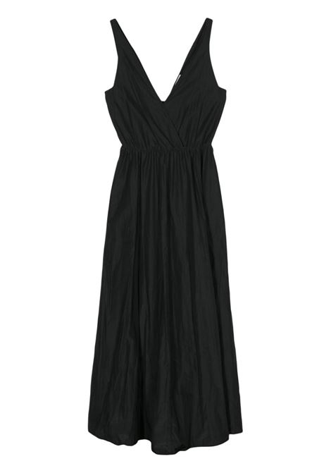 Black V-neck dress - women